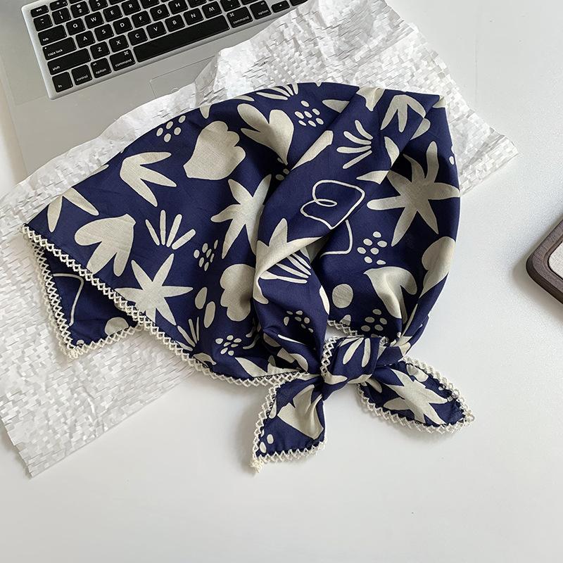 

Floral headscarf women s pastoral style small fresh literary scarf women s silk scarf square scarf high-end sense versatile hair accessories