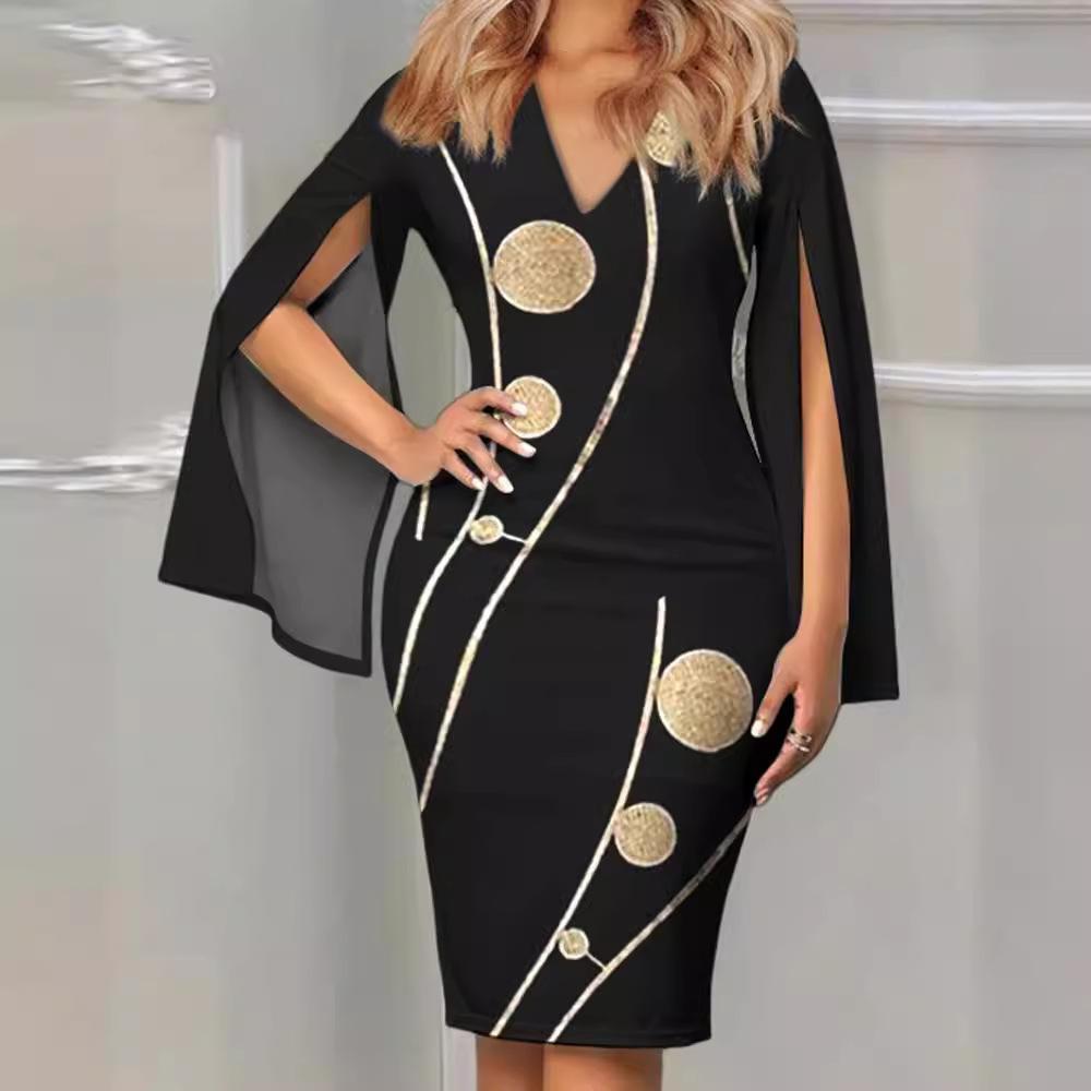 Summer V-neck temperament sexy fashion printed dress women's clothing