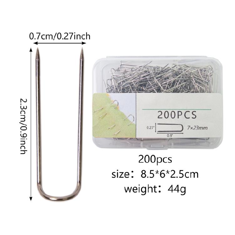 100/200Pcs Double Blocking Pin Straight Pins Fork Pin Needlecraft Pin for Sewing Fabric Quilting Project Jewelry Display