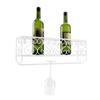 Wall Mount Metal Wine Rack Bottle Champagne Glass Holder Storage Bar Accessory with Shelf White