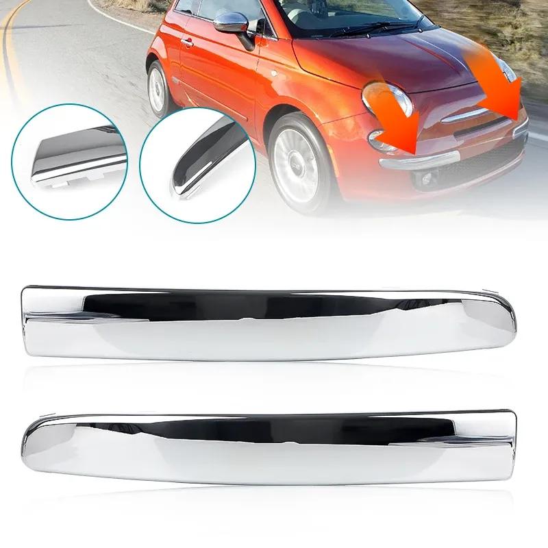 Chrome Silver Front Bumper Upper Grill Moulding Lower Trim for Fiat 500 2007 2008 2009 2010 2011 2012-2015 735455056 735455057