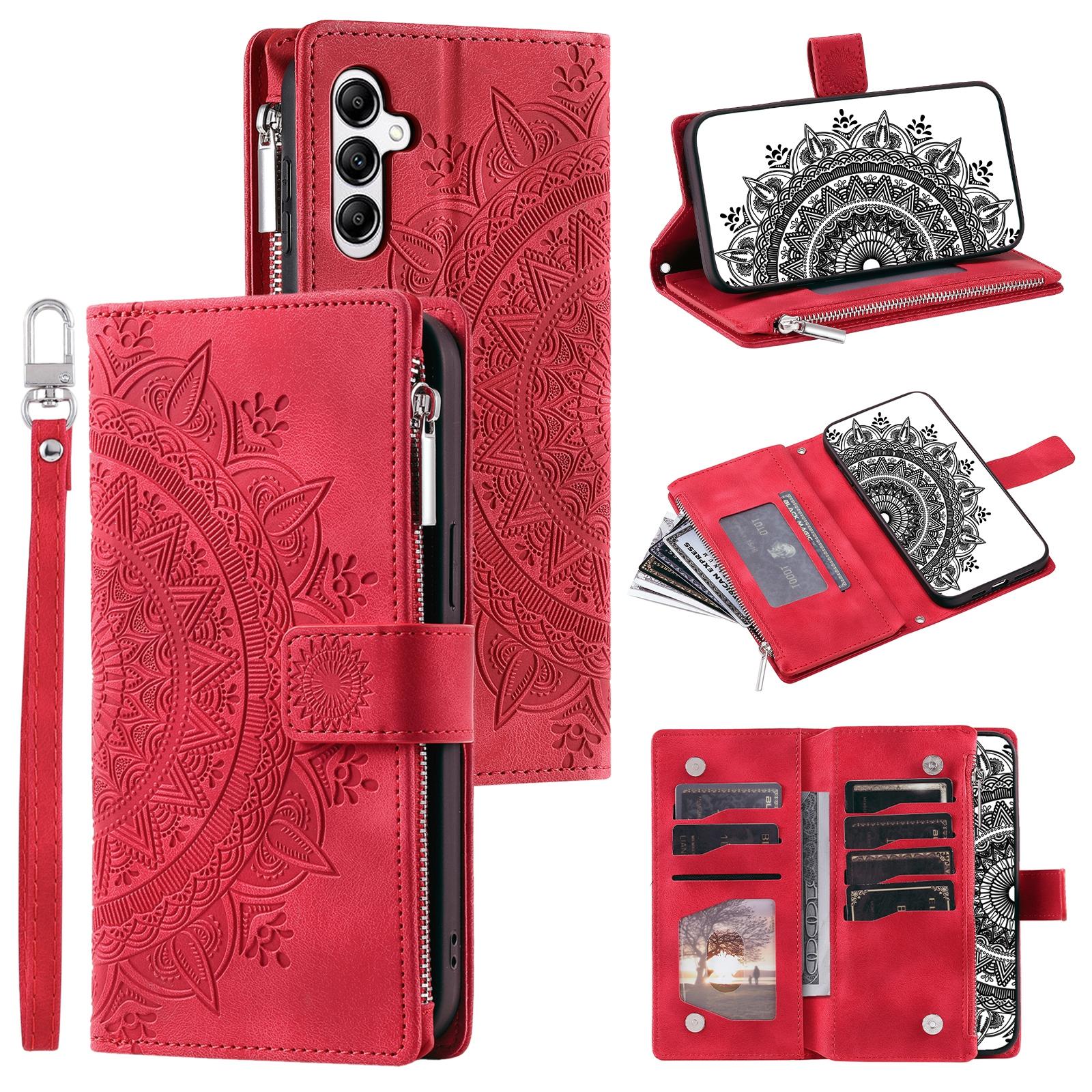 

For Samsung Galaxy S25 FE Wallet Case Mandala Flower Pattern PU Leather Phone Cover with Wrist Strap Rose