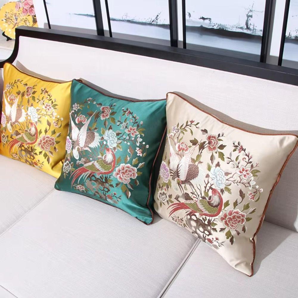 

Luxury Chinese Embroidery Pillowcase 45x45cm Dacron Throw Cushion Cover Sofa красный