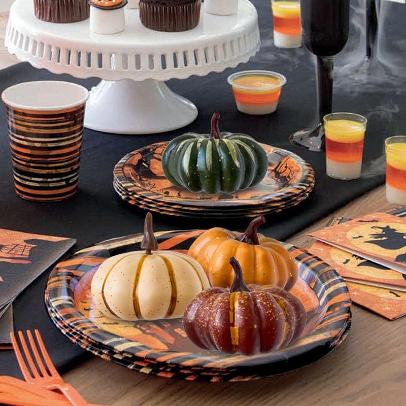 9pcs Artificial Pumpkins Faux Vegetable Ornament for Halloween ,Thanksgiving, Home, Farmhouse Party Decorations, Photo Props