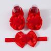 Baby Girl Princess Socks With Headband, Plush Bowknot Children's Socks Solid Color Kids Socks