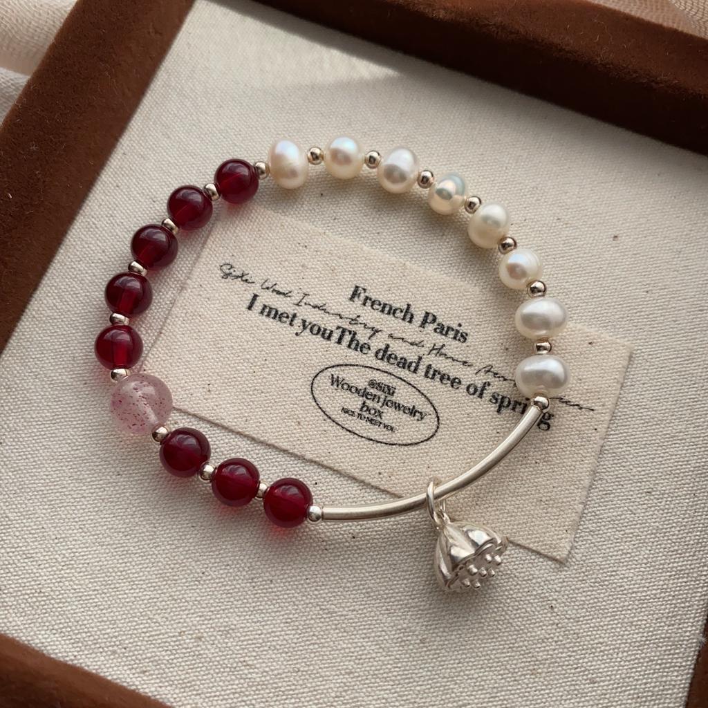 Bracelet Agate Rouge Nanhong, Bracelet Design de Niche, Style National Métaphysique, Fermoir de Sécurité Gourde, Tempérament Élégant, Bracelet, Femmes