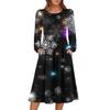 Women's Christmas Printed Fashionable Loose Round-neck Dress