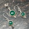 Natürliche grüne Onyx Edelstein Anhänger Ohrringe Schmucksets, 925 Sterling Silber, Ohrhänger, handgefertigtes Schmuckset, Geschenk für Ostern