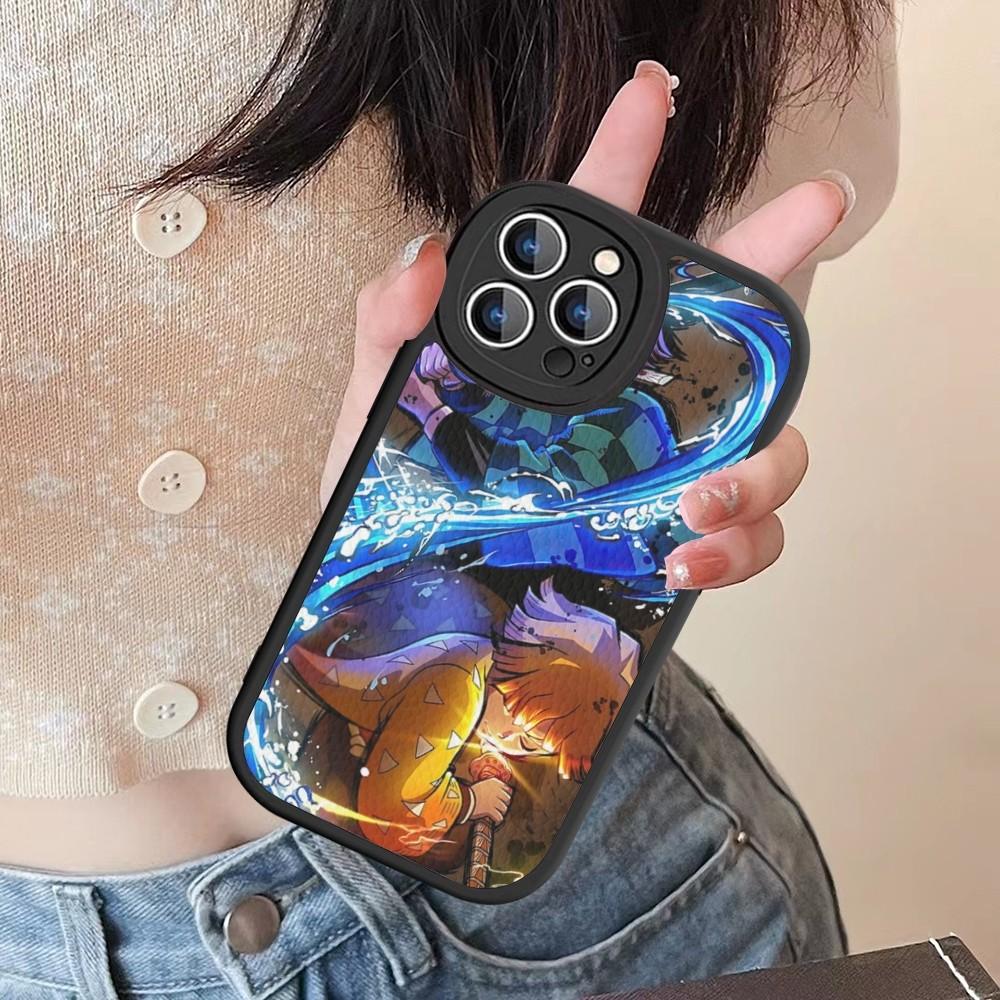 Demon Slayer Phone Case Hard Leather For IPhone 16 15 14 13 12 Mini 11 14 Pro Max Xs X Xr 7 8 Plus Fundas