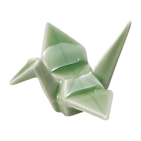 Yamashita Kogei Chopstick Rest, White, 6x5x3.8cm, Origami Crane Design, Yellow Green, for Japanese Restaurants, Commercial Use, Handmade, Natural