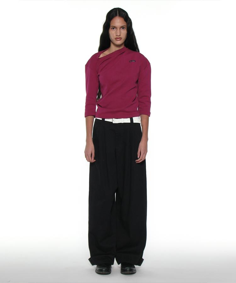 PARTIMENTO WOMEN Pwc Twist Three-Quarter Sleeve Tee_Plum