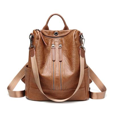 2021 Spring and Summer New Fashion Backpack Women's Easy To Take Soft Leather Backpack Leisure Travel Bag