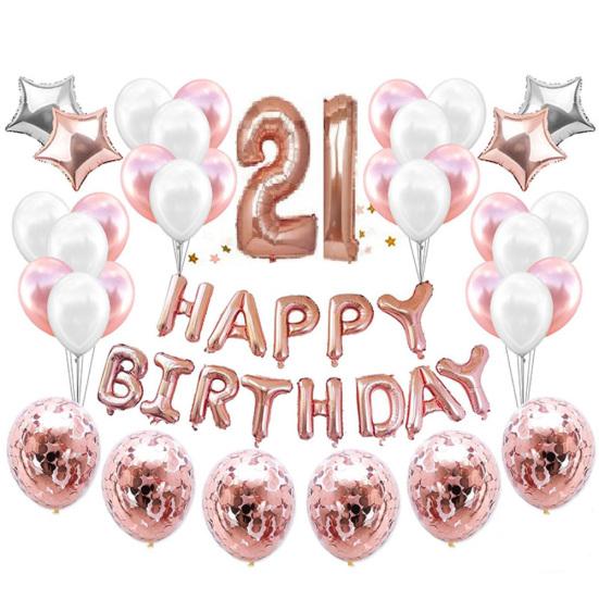 Happy Birthday Number Star Balloons Confettis Set Home Restaurant Party Decor