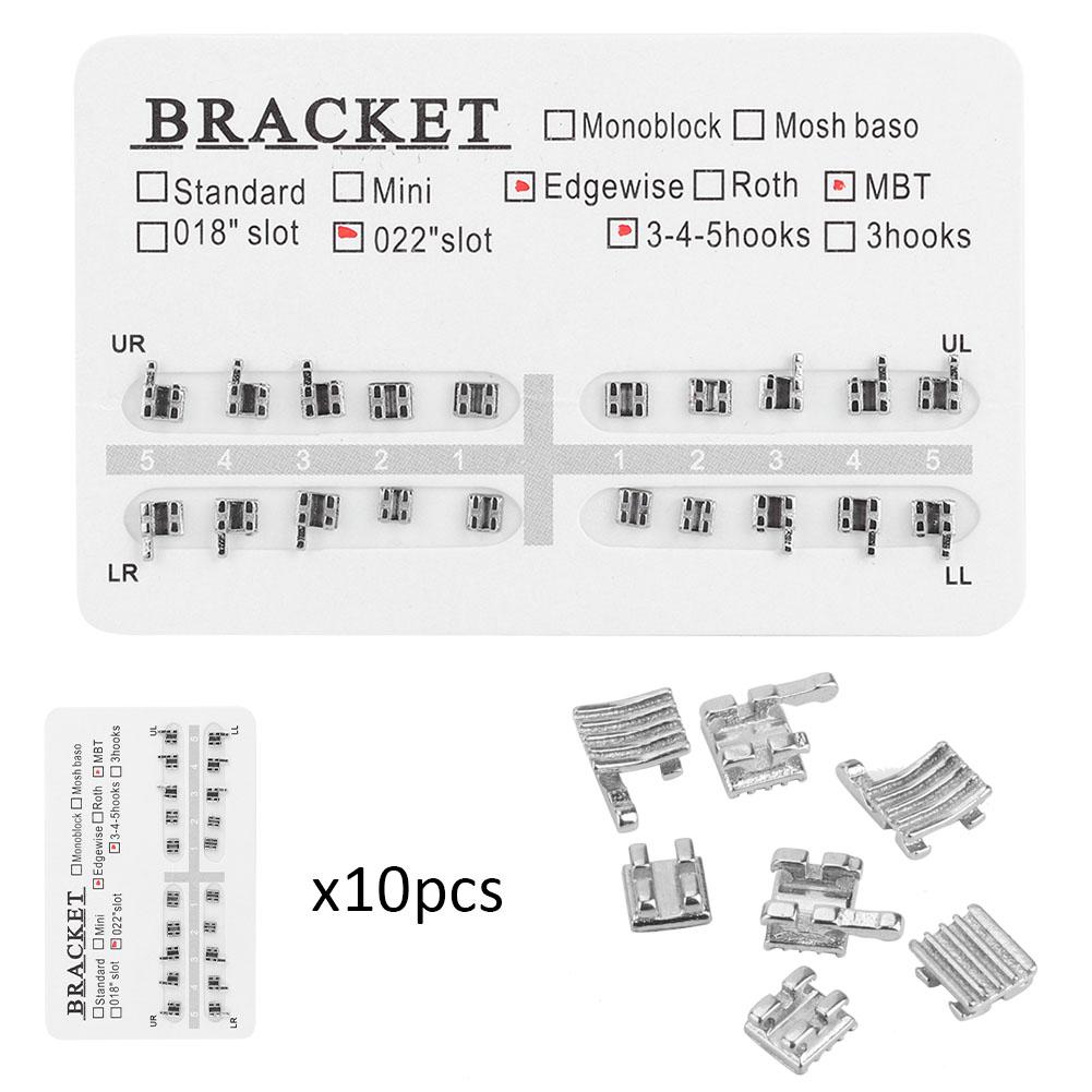 10 Packs Metal Dental Teeth Orthodontics Brackets Braces 022" Slot 3-4-5 Hooks