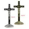 Crucifix and Stand Figurine Jesus Statue Catholic Table Cross Christ On Cross Cross Altar for Tabletop Decor Religious Gifts