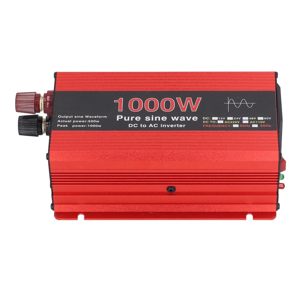 Power Inverter 1000W Pure Sine Wave DC 12V To AC 220V Overload Protection for Solar Wind Car Power