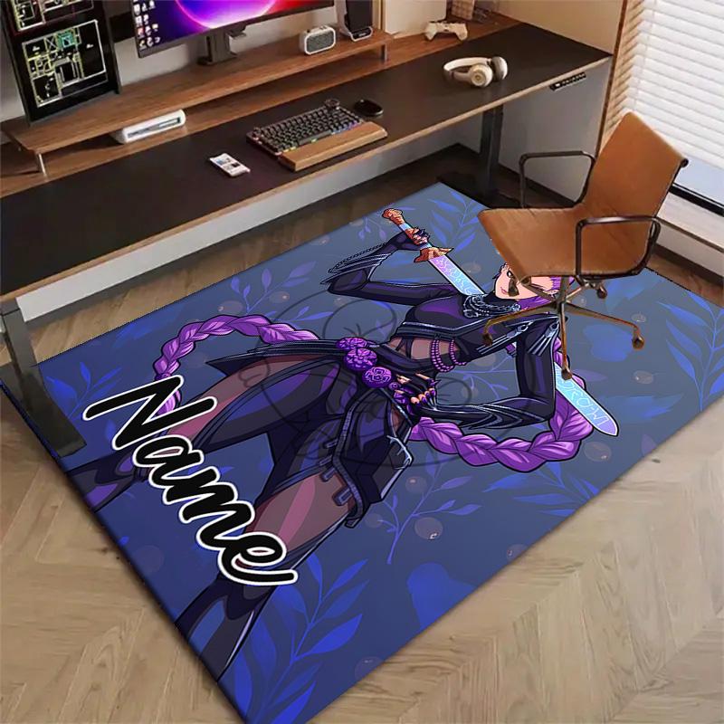 Custom KPop Demon Hunters Mat Personalized Name, Polyester Washable Indoor Entryway Rug, Gift for Christmas, Easter, Thanksgiving Day
