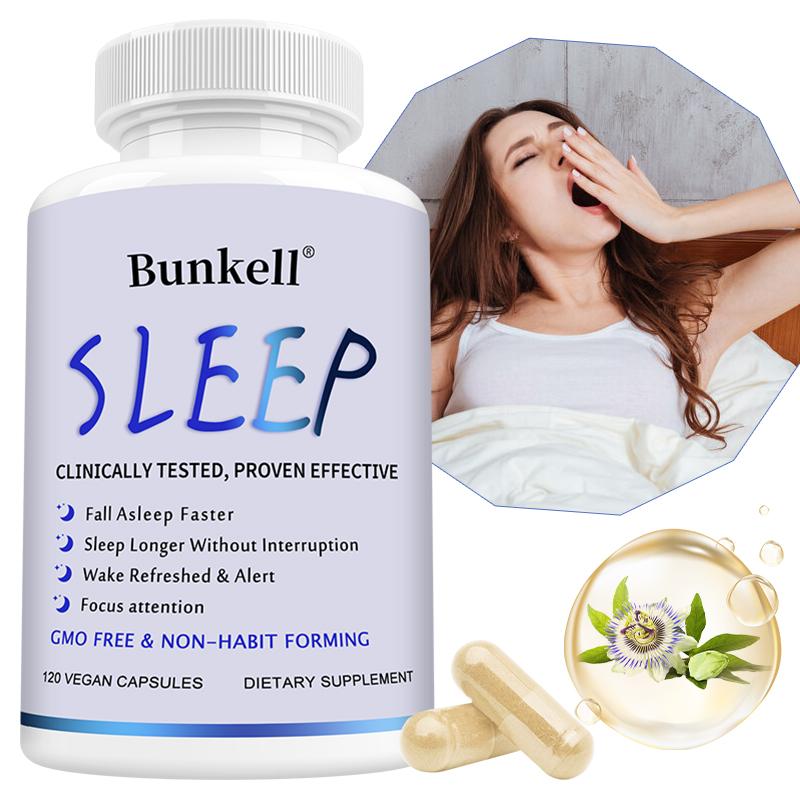 Bunkell Sleep Support Supplement, Melatonin 5mg, L-Tryptophan 500mg, Valerian, GABA & Ashwagandha, 120 Caps