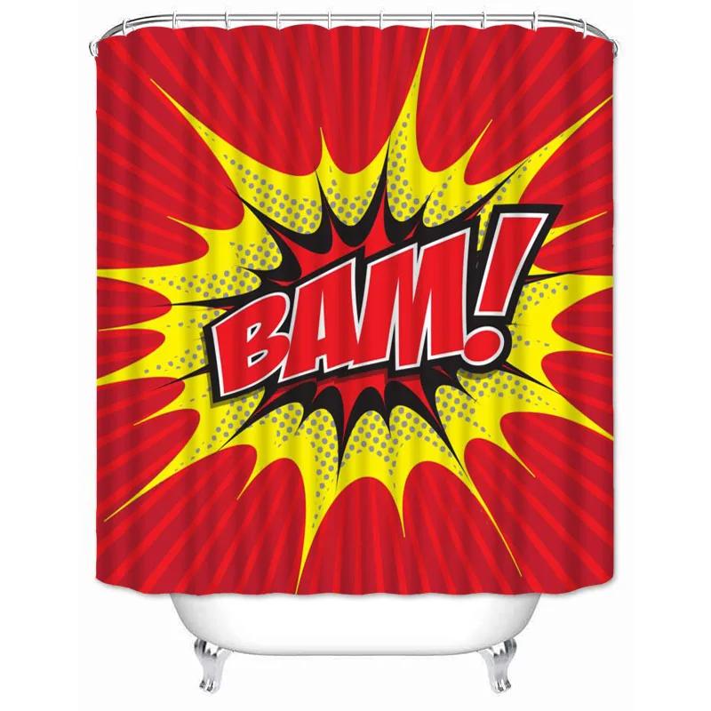 Comic-pop-art Shower Curtain Waterproof Bathroom Decor Polyester Fabric Bath Screen Bathtub Curtains with Hooks Shower Curtains