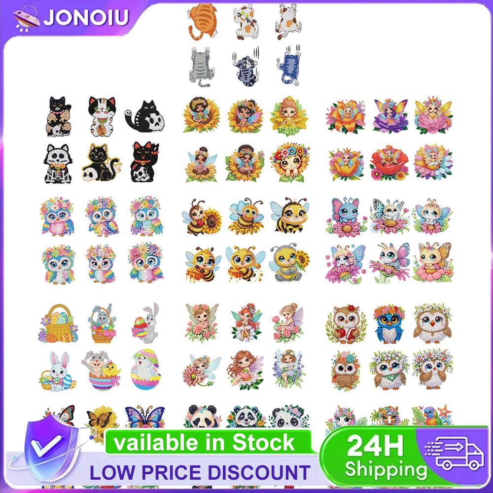 6pcs Acrylic DIY Animals Diamond Painting Magnets DIY Art Fridge Magnet Refrigerator Sticker Refrigerator Diamond Art Magnets