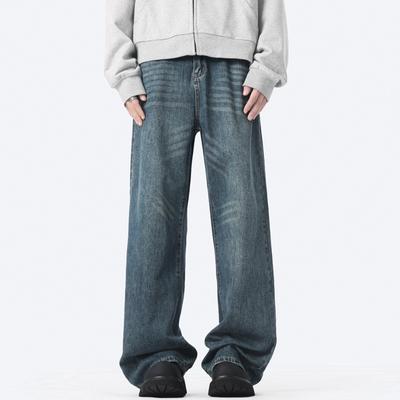 American High Street Jeans Men's Loose Straight Wash Old Wide-leg Trousers