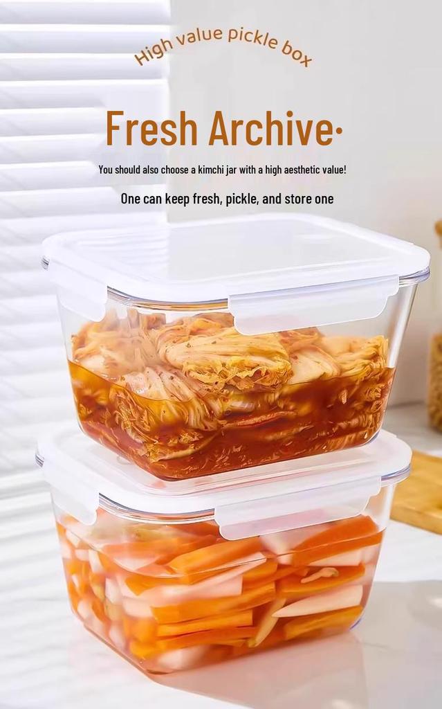 Glass Kimchi Jar with Lid - Sealed Pickled Radish Container