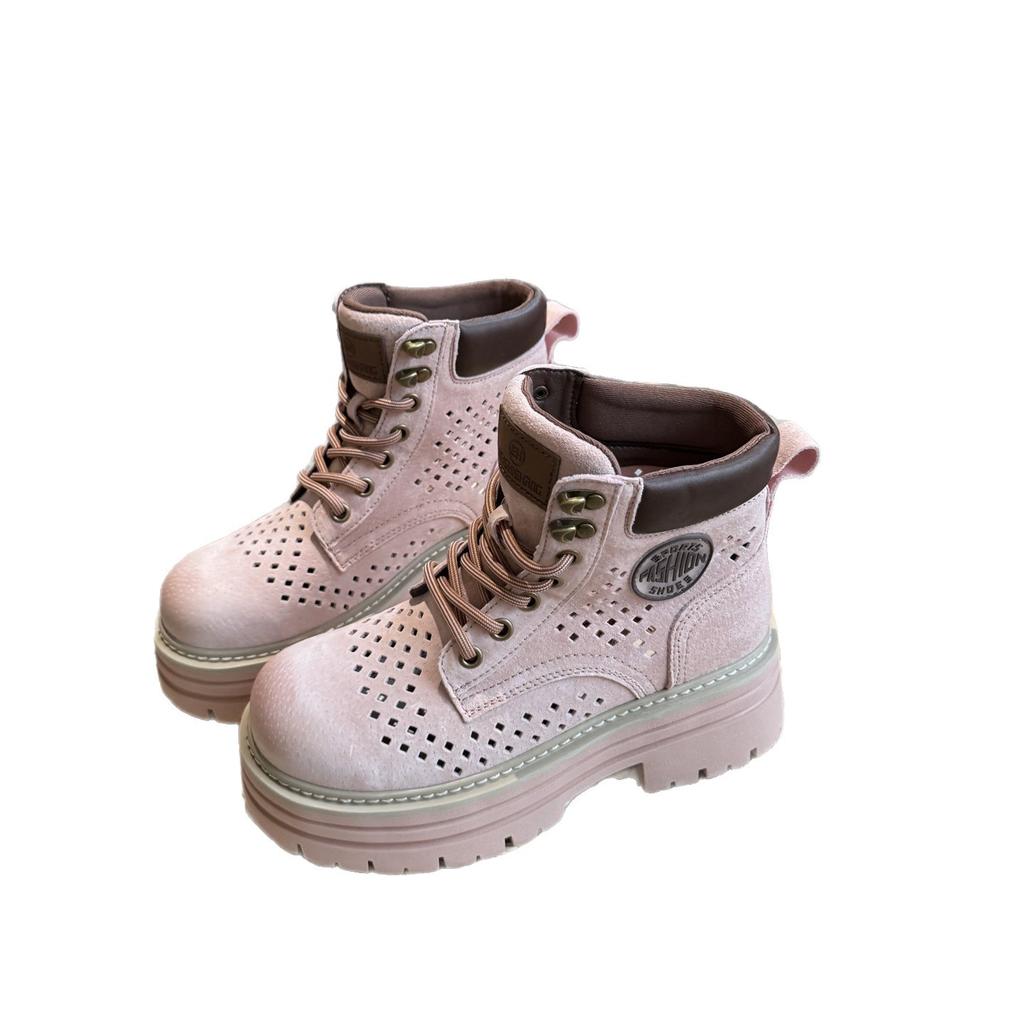 Evropská matná hovězí kůže stohovací boty dámské 2025 podzimní nošení krátké boty všestranná ležérní móda retro vysoké Martinovy boty vlna