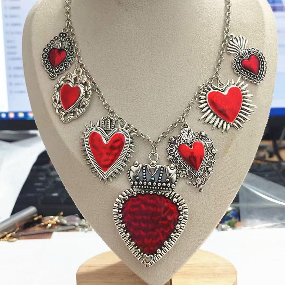 Silver Plated Sacred Heart Chokers Necklaces Chain Necklace  Women's Jewelry