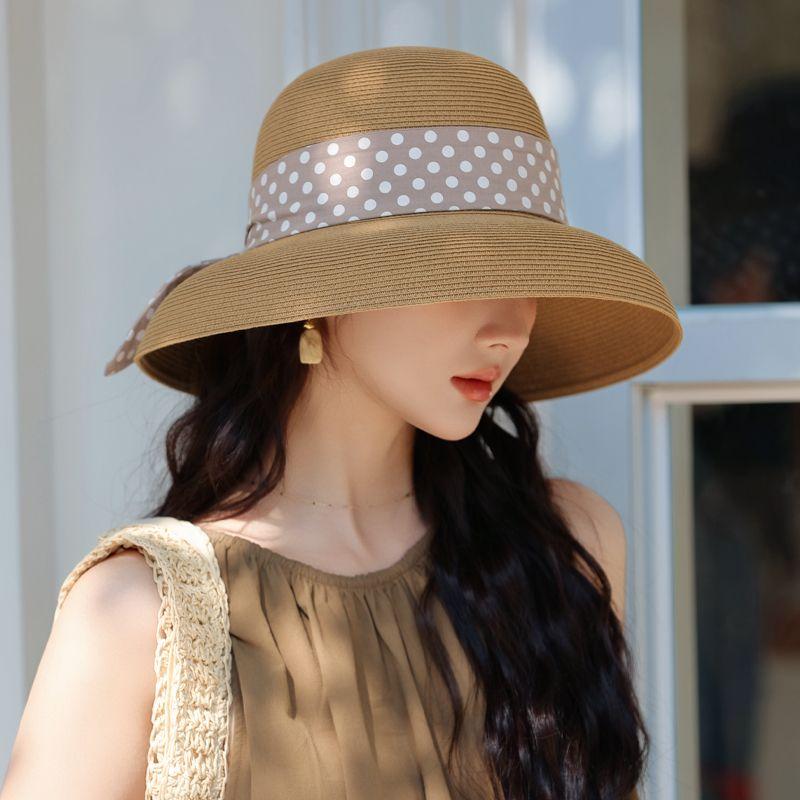 

Летняя новая шляпа женская шляпа в горошек, соломенная шляпа в стиле Хепберн, дорожная шляпа от солнца Lafite