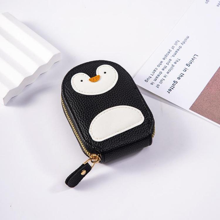 Cute Penguin Pu Leather Card Wallet Large Capacity Organizer with Multi Card Slots and ID Document Holder Women Card Bag