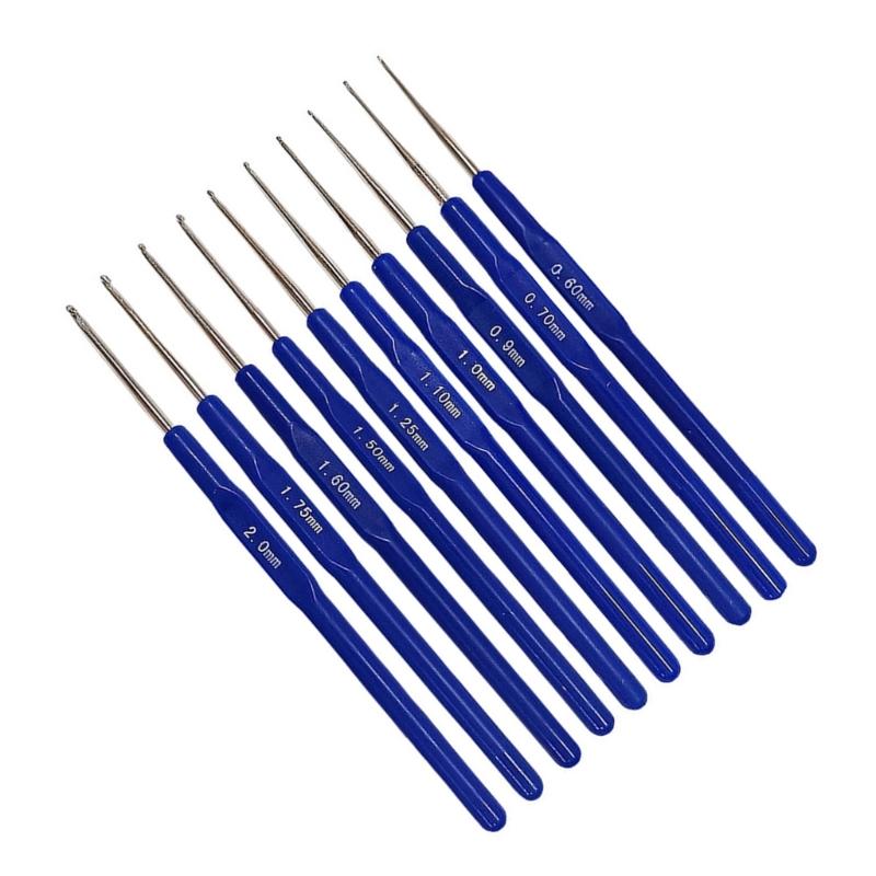 8/10PCS Crochet Hook Set for Arthritic Hand, Ergonomic Handles, 0.6mm-2.0mm Crochet Needle for Lacework, DIY Craft