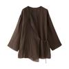 Spring European & American Style Kimono Cross Jacket with Casual Pants