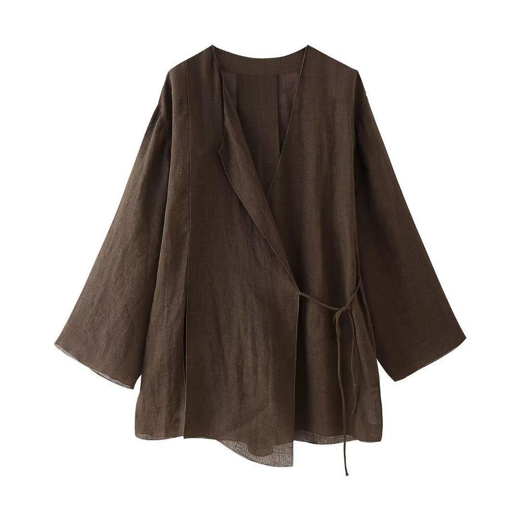 Spring European & American Style Kimono Cross Jacket with Casual Pants