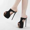 Fashion Sexy Leopard Print Peep Toe 16cm High Sandals Women Extreme High Heels Slippers Women Platform Sandals Summer Party Banquet Shoe