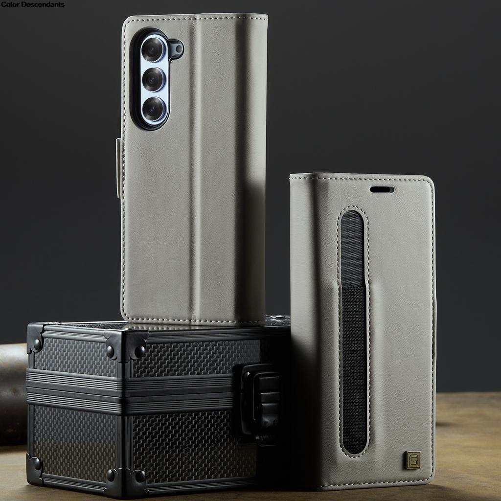 High-end Business Sle Leather Wallet Phone Case for Samsung Galaxy Z Fold 7 6 5 RFID Blocking Organ Card Slot Holder Bag Shockproof protect Cover