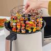 Portable Stainless Steel Air Fryer Grill Round with Grilled Skewers Hanging Skewers Rack Barbecue Grill for Home Kitchen Outdoor