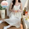 Suspender Nightdress Women's Summer Sleeveless Cloud Cotton Embossed with Chest Pad Removable Cute Sweet New Pajamas Skirt