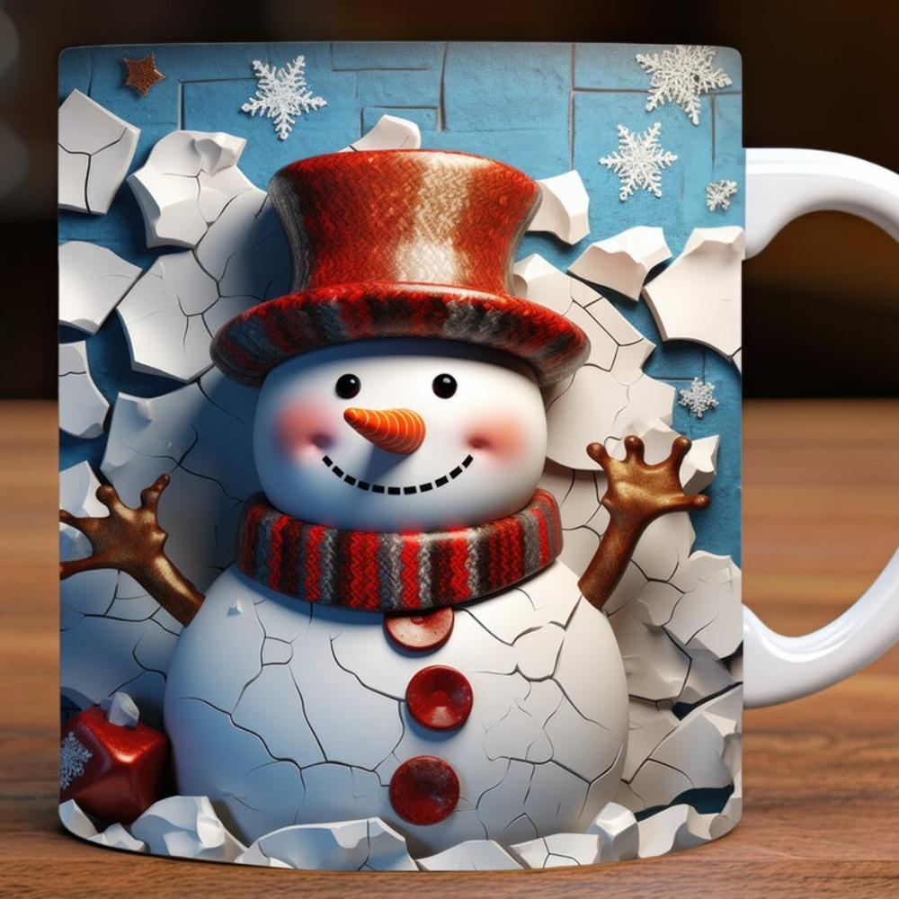Christmas snowman ceramic coffee mug tea cup