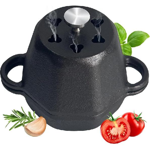 Мини-горшок Dutch Oven и чугунная коптильня, Жаровня для чеснока, Чугунная жаровня для чеснока с крышкой, Горшок для конфи из чеснока, Форма для запекания чеснока, Приспособление для приготовления чеснока Roaster B