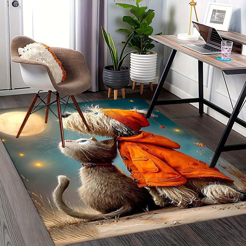 1pc Anime Cartoon Design Dog and Cat Office Chair Mat - Non-Slip Carpet for Home Decor, Suitable for All Seasons, Perfect Gift for Holidays.C086