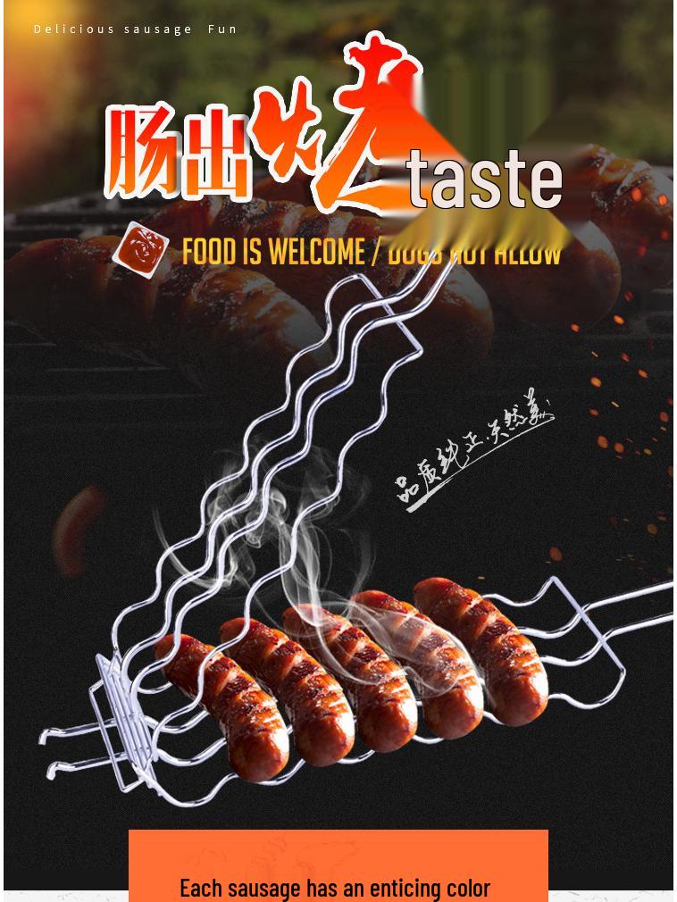 Stainless Steel BBQ Sausage Grill Net and Outdoor Barbecue Rack Clips