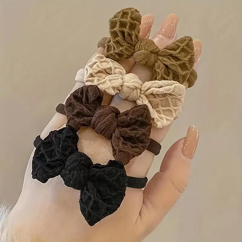 Korean Style High Elasticity Leather Bow Hair Tie - Thickened Ponytail Holder for Women