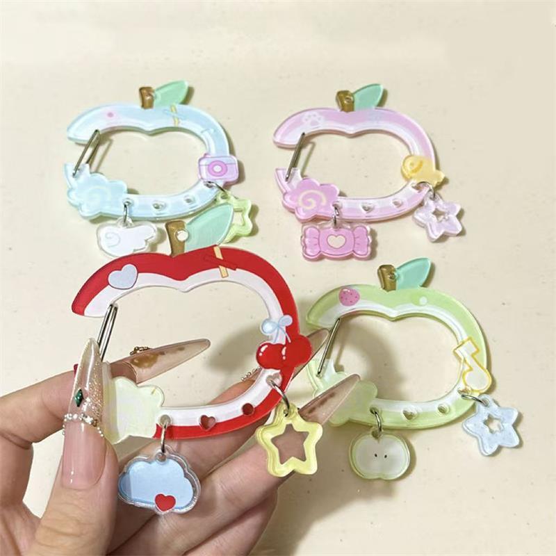 Cute Apple-Shaped Star Cloud Pendant Carabiner Mountaineering Buckle Acrylic Keychain Multipurpose Keyring Hook Bag Hanging Gift