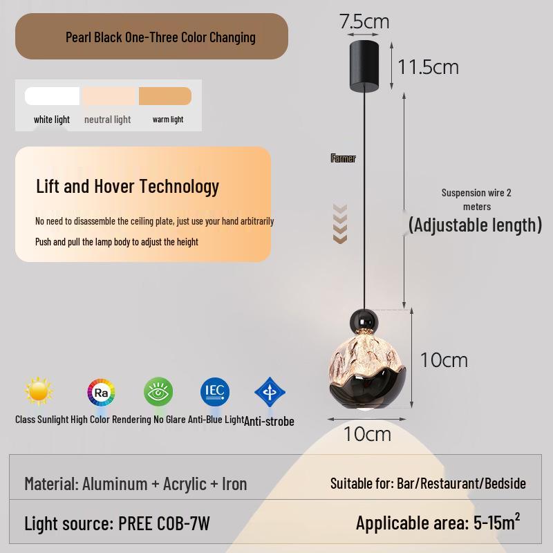 Italian Luxury Adjustable Pendant Light with Hand Sweep Sensor for Bedroom