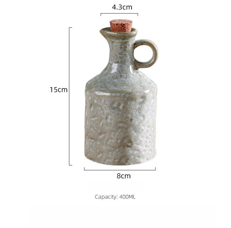 European Style Kitchen Oil Pot Without Hanging Oil Sauce Vinegar Pot  Creative Hand Kneaded Texture Ceramic Lid Leak Proof