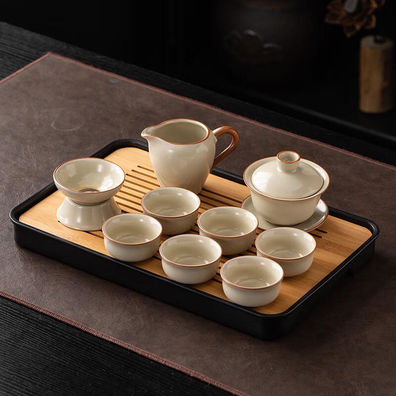 Ru Kiln Chinese Kung Fu Tea Set with Hovering Gaiwan