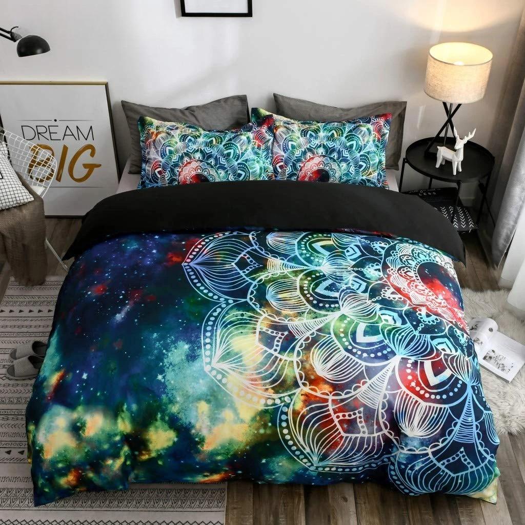 Psychedelic Boho Luxury Bedding Set 2/3PCS With Pillowcase King Mandala Duvet Cover Queen Comforter Cover Polyester Quilt Cover