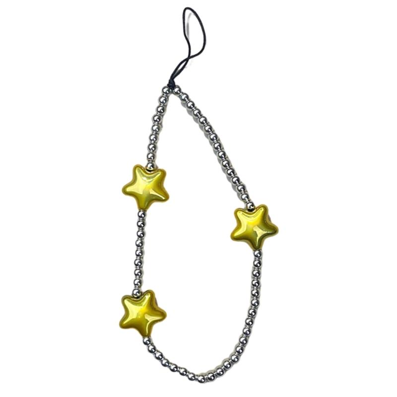 

DIY Star Beaded Phone Chain Portable CellPhone Strap Lanyard Mobile Phone Pendant Decoration Exquisite Key Car Hangings 1 золотий