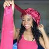 Double Layer Satin Bonnet Hair Wraps Long Band Custom Designer Bonnets Adjustable Elastic Bonnet