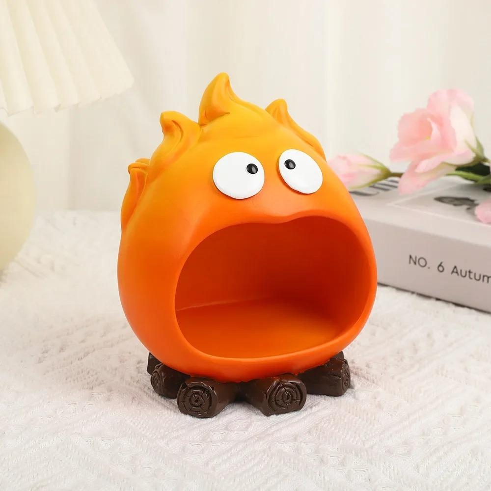 Calcifer Fire Desktop Decoration Creative Home Living Room Entrance Key Storage Tray Cartoon Snack Storage Box Table Decoration